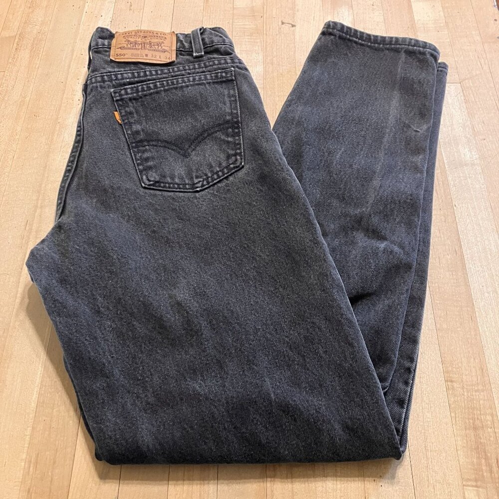 LEVI'S 550 Mens VTG 90s Orange Tab USA Relaxed Tapered Jeans 30x33* Black AN EXC - Picture 11 of 12